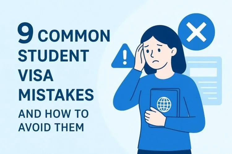 Visual guide showing top student visa mistakes to avoid.